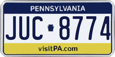 PA license plate JUC8774