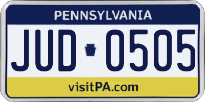 PA license plate JUD0505