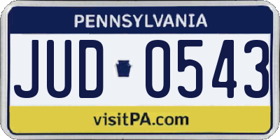 PA license plate JUD0543