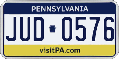 PA license plate JUD0576