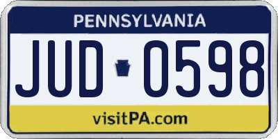 PA license plate JUD0598