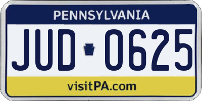 PA license plate JUD0625