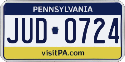 PA license plate JUD0724