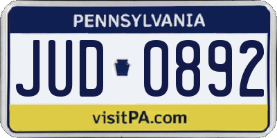 PA license plate JUD0892