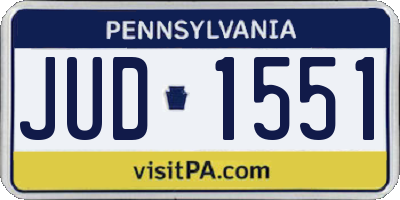 PA license plate JUD1551