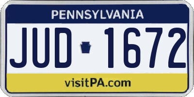 PA license plate JUD1672