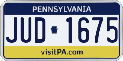 PA license plate JUD1675