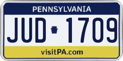 PA license plate JUD1709