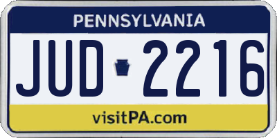 PA license plate JUD2216