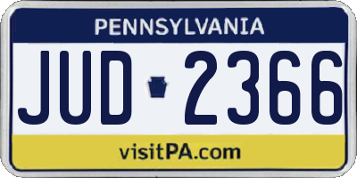 PA license plate JUD2366