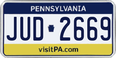 PA license plate JUD2669