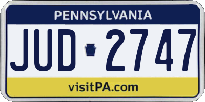 PA license plate JUD2747