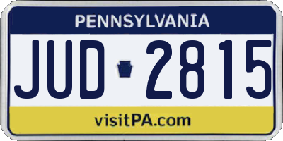 PA license plate JUD2815