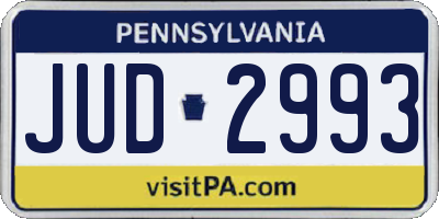 PA license plate JUD2993