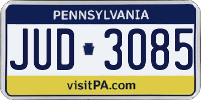PA license plate JUD3085