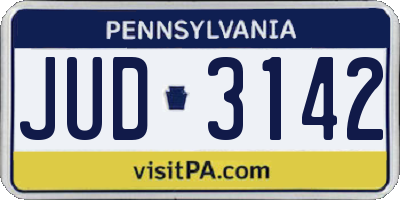 PA license plate JUD3142