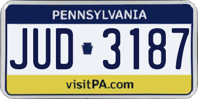 PA license plate JUD3187