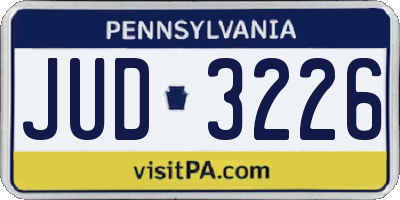 PA license plate JUD3226
