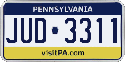 PA license plate JUD3311