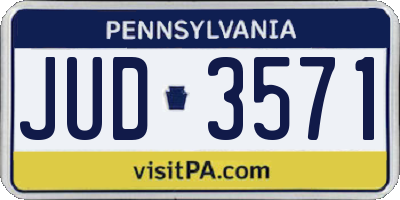 PA license plate JUD3571