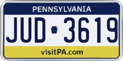 PA license plate JUD3619