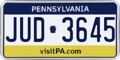 PA license plate JUD3645