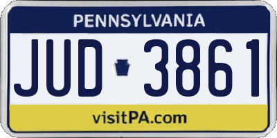 PA license plate JUD3861