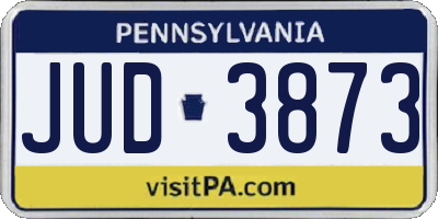 PA license plate JUD3873