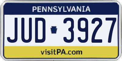 PA license plate JUD3927
