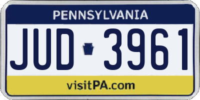 PA license plate JUD3961