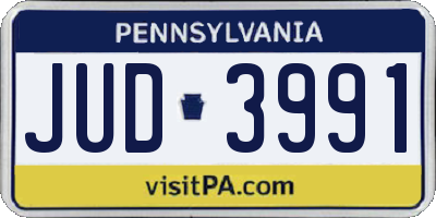 PA license plate JUD3991