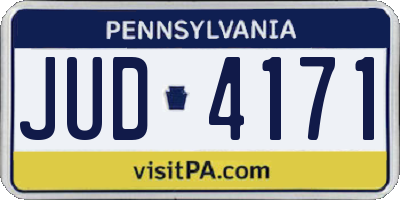 PA license plate JUD4171