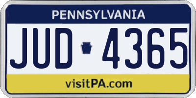 PA license plate JUD4365