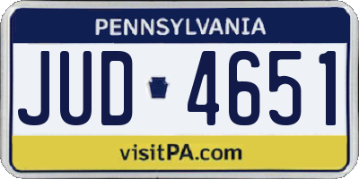 PA license plate JUD4651