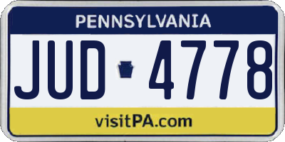 PA license plate JUD4778