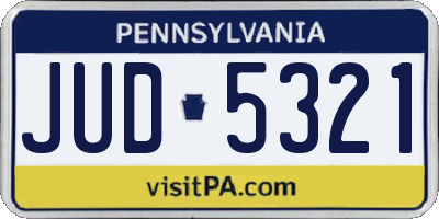 PA license plate JUD5321