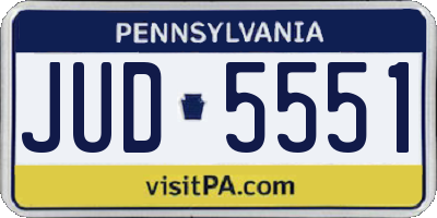 PA license plate JUD5551