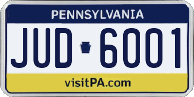 PA license plate JUD6001