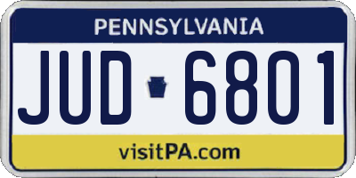 PA license plate JUD6801
