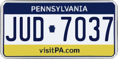 PA license plate JUD7037