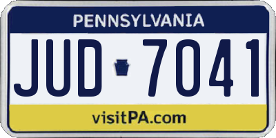PA license plate JUD7041