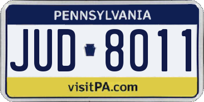 PA license plate JUD8011