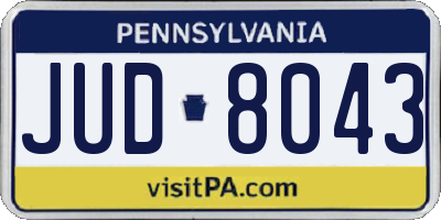 PA license plate JUD8043