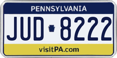 PA license plate JUD8222