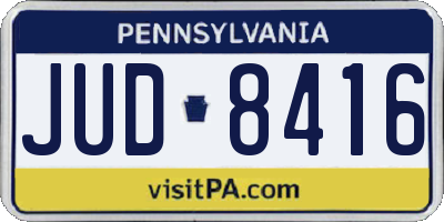 PA license plate JUD8416