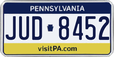 PA license plate JUD8452