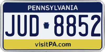 PA license plate JUD8852