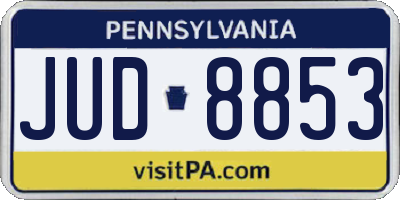 PA license plate JUD8853