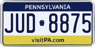 PA license plate JUD8875