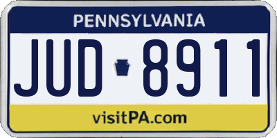 PA license plate JUD8911